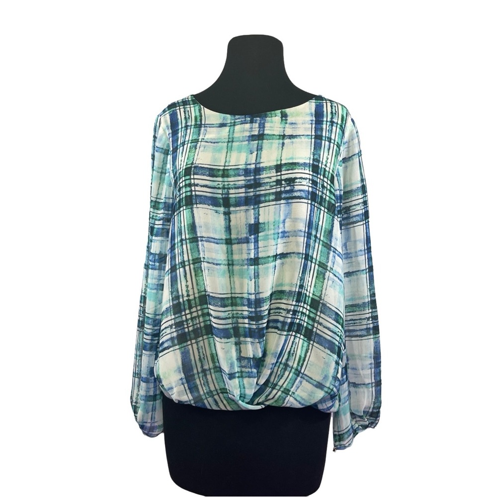 Vince Camuto Plaid Blouse - Blue and Green